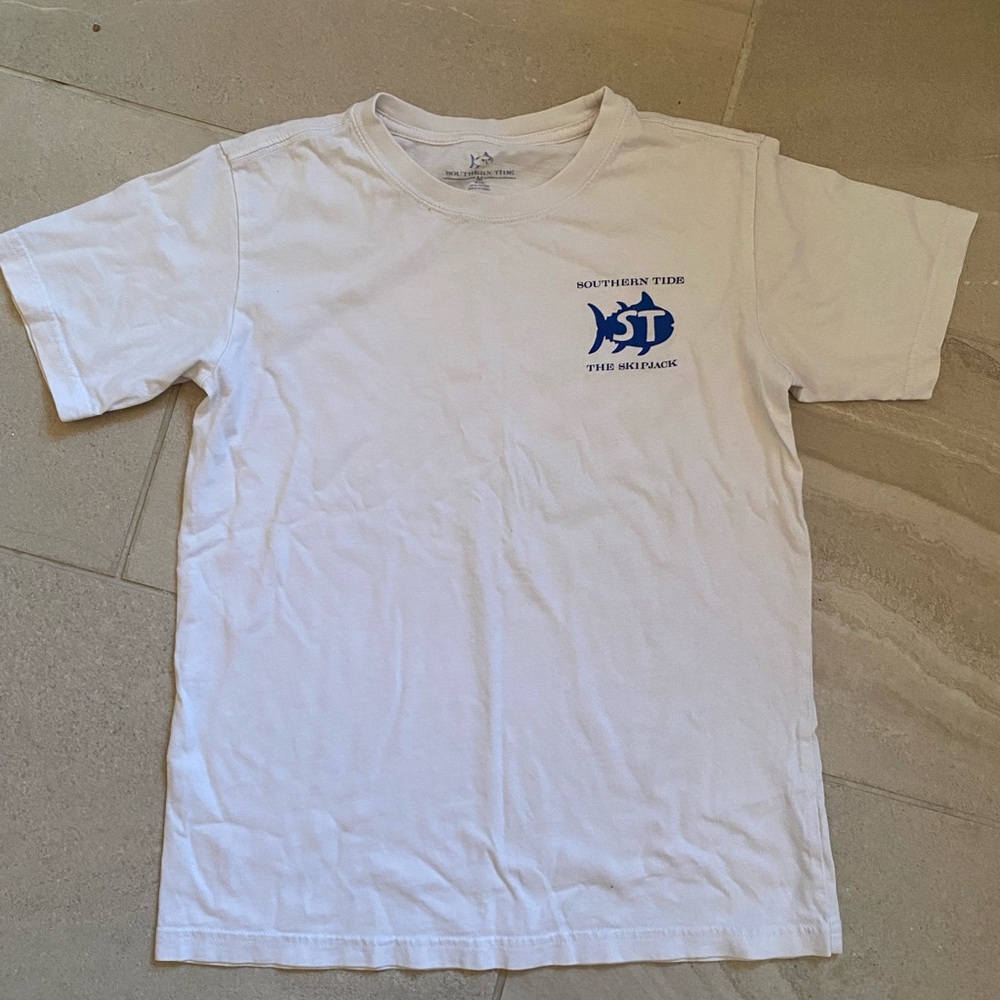 Southern Tide White T-Shirt with Blue Logo